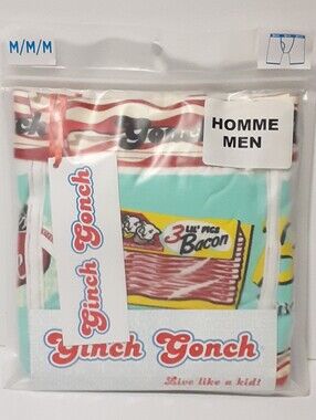 Men's GINCH GONCH ' I Love Bacon ' Boxer Brief Underwear Cotton Medium M NEW